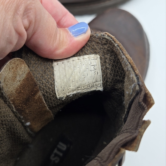 Bed Stu | Men's Brown Distressed Harness Buckle Zip Up Leather Ankle Biker Boots - Picture 10 of 12